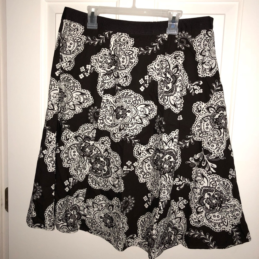Talbots Brown Paisley Print Knee Length Midi Skirt